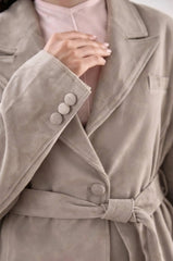 Belted Suede Cropped Blazer