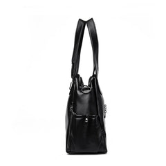 Women PU Leather Top Handles 2 Layers Hand Bags