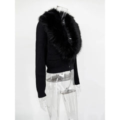 Faux Fur Trimmed Cardigan