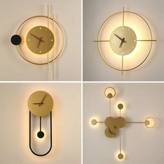 Modern LED Wall Lamps Clock Sconce Lighting Fixture Golden Atelier