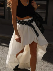 Asymmetric Midi Skirt with Voluminous Hem