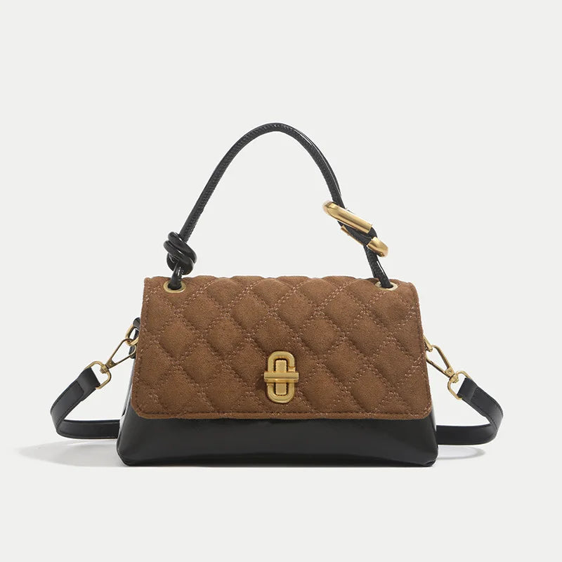 quilted flap top-handle handbag,
