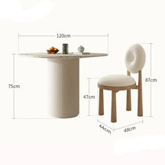 Slate Solid Wood Round Dining Table and Chair Set 