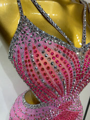 Pink Sparkle Embellished Side Cutout Dress