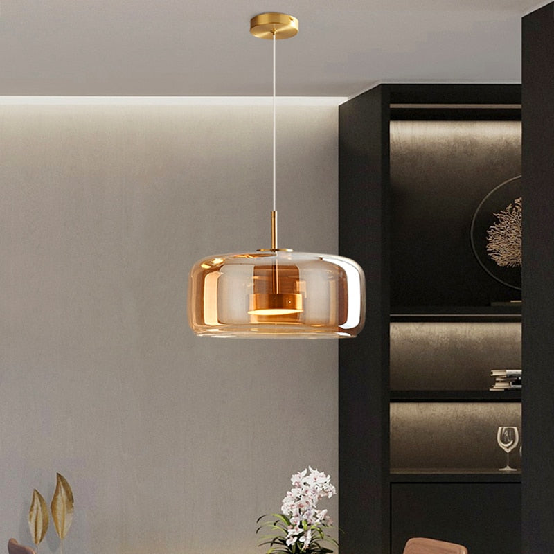 Modern Glass Cord Pendant Lamp Chandeliers Indoor Lighting
