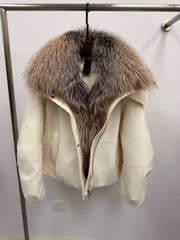 Fur Collar Hooded Puffer Down Jacket
