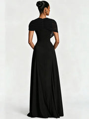 Draped Mock Neck Draped Maxi Dress