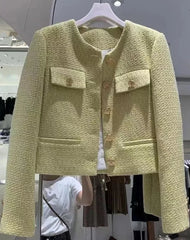 Tweed Basic Jacket Coat Women Woolen Outerwear