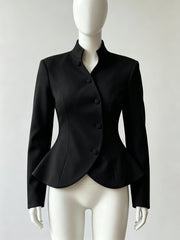 Diagonal Button Peplum Blazer
