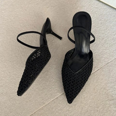 Mesh Slingback Pointed Toe Stiletto Heels