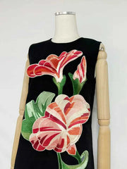Floral Embroidered Sleeveless Mini Dress
