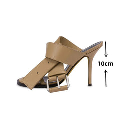 Buckle Strap Stiletto Mules