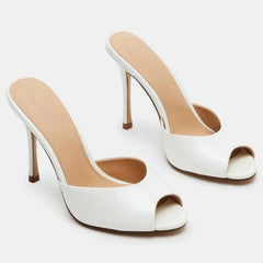 Peep Toe Stiletto Heel Mules