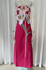 Strapless Floral Appliqu�� Maxi Dress