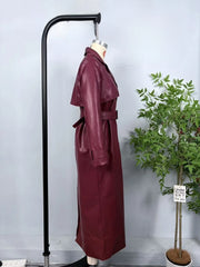 Faux Leather Trench Coat Dress