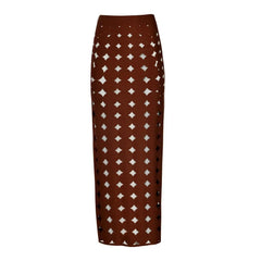 Embellished Trim Swimwear and Cutout Skirt