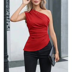 Sleeveless One-Shoulder Skinny Fit Tank Top