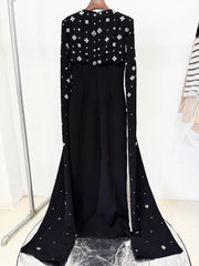 Beaded Cape Sleeve Maxi Dress