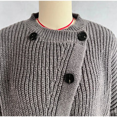 Button Cross Placket Knit Coat