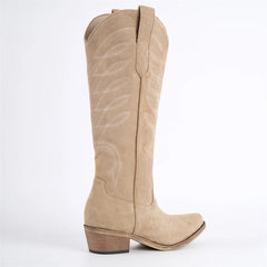 Pointed Toe Embroidery Knee High Cowgirl Boots