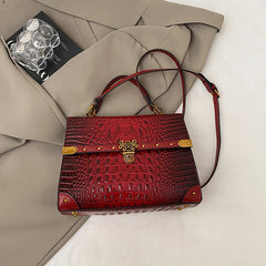 Crocodile Embossed Pu Leather Crossbody Bag