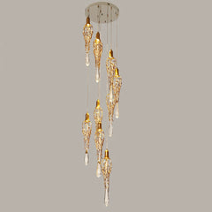 Modern Brass Crystal Chandelier Lighting Copper Pendant Hanging Light Luxury Glass Drops Chandelier Lighting Restaurant Lighting Golden Atelier