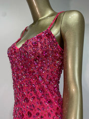 Rhinestone Mesh Embellished Spaghetti Strap Maxi Dress
