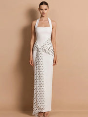 Polka Dot Halter Neck Maxi Dress
