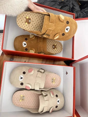 Cartoon Bear Flannel Slip On Slippers