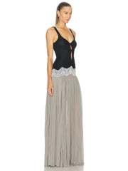 Lace trim v-neck maxi dress side view