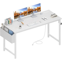 Modern minimalist home office desk with charging station