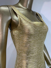 Metallic Bandage Strappy Maxi Dress