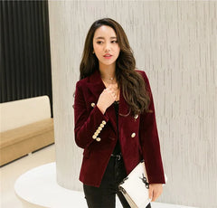 Velvet Double Breasted Women Blazer