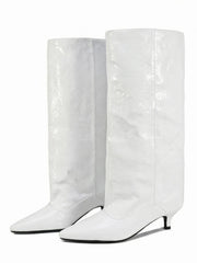 Kitten Heel Crocodile Pattern Boots