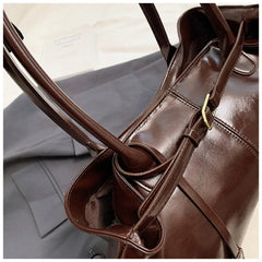 Glossy Faux Leather Top Handle Bag