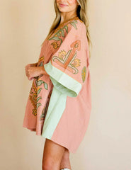 Floral Embroidered V-Neck Mini Dress