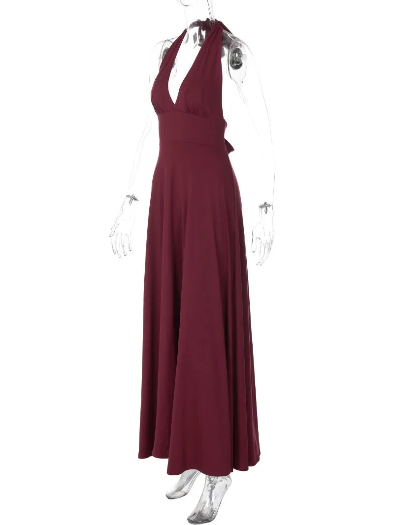 Maroon evening gown on a white background
