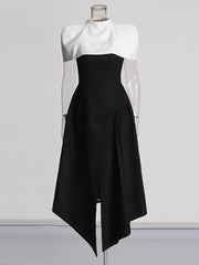 Cape Collar Sleeve Black Solid Midi Dress