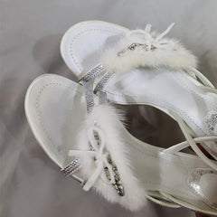 Faux Fur Bow Stiletto Heels
