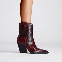 Pointed Stone Pattern High Heel Boots
