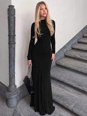 Turtleneck Long Sleeve Maxi Dress