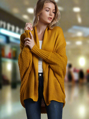 Oversized Sweater Patchwork Batwing Sleeve