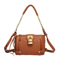 Structured Lock Detail Pu Leather Bag