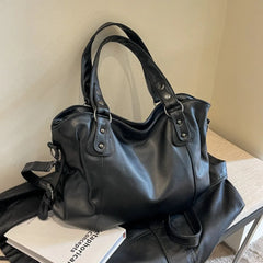Faux Soft Leather Rivet Detail Tote Bag