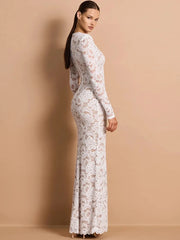 Lace Plunge Neck Maxi Dress