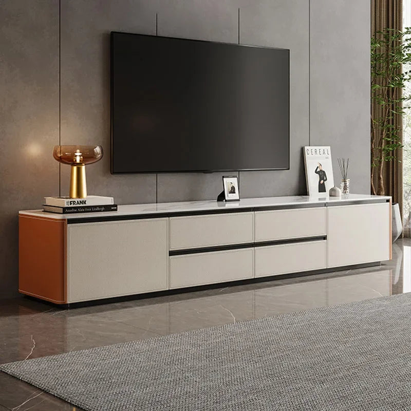 TV Cabinet Modern Wooden Shelves Mobile Console