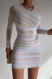 Mesh Long Sleeve Bodycon Mini Dress