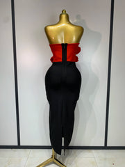 3d Rose Applique Bandage Long Dress