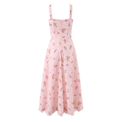 Floral print corset style midi dress back view