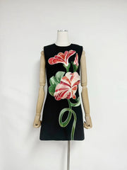 Sleeveless Embroidered Floral Mini Dress